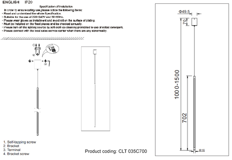Подвесной светодиодный светильник Crystal Lux CLT 035C700 GO