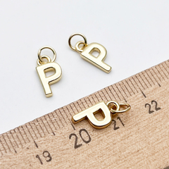 Подвеска Буква P, цвет золото, размер 11,5*6 мм, цена за 1 шт