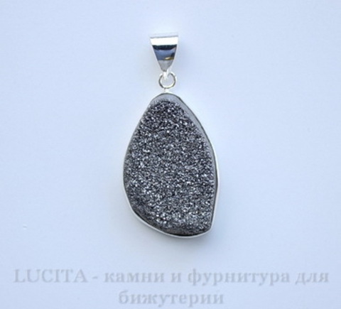 Подвеска Кварц в рамке (цвет - античное серебро) 35,7х21х9,2 мм №38 ()