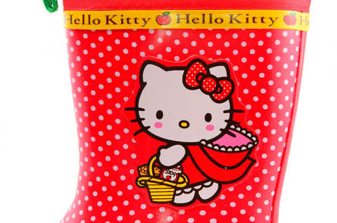 Резиновые сапоги для девочек утепленные Хелло Китти (Hello Kitty), цвет красный. Изображение 9 из 11.