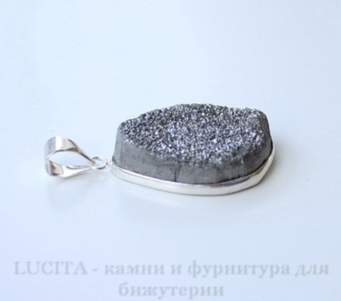 Подвеска Кварц в рамке (цвет - античное серебро) 35,7х21х9,2 мм №38 ()