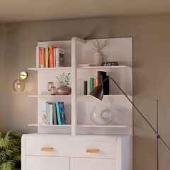 Стеллаж деревянный 3 полки Мадейра 104х32х112 см из массива сосны, белый