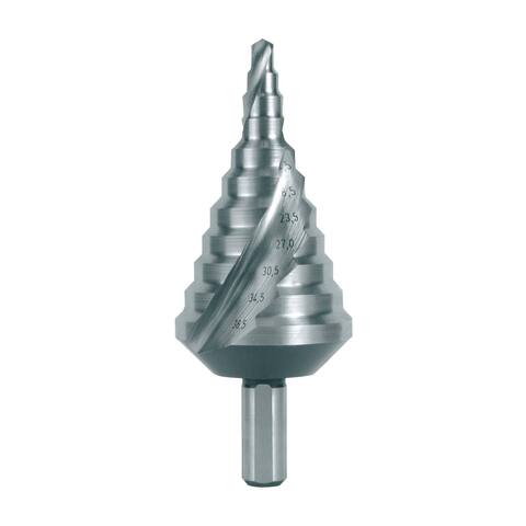 Сверло ступенчатое 5,3-38,5мм (Спиральное) HSS-G 11ступ. L96мм хв.10мм Ruko 101091