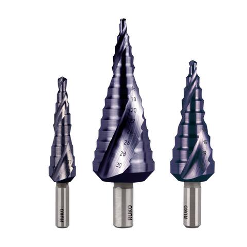 Набор ступенчатых сверл 4-12/4-20/4-30мм NextGeneration HSS-G TiALN Ruko 101026FRO (АКЦИЯ)
