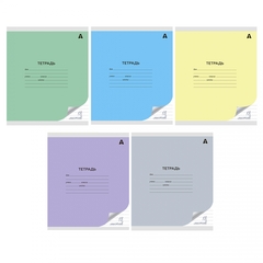 
          Тетрадь 18л., линия, Alingar, скрепка, блок офсет, 100% белизна, мелованный картон (стандарт), "Mix Pastel", 5 дизайнов в пленке т/у