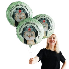 Шар гелиевый С 23 ФЕВРАЛЯ Кот в шлемофоне