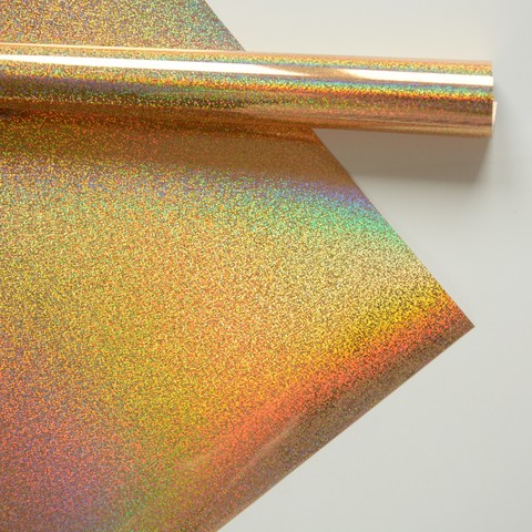 Термотрансферная пленка металлик, золото голограмма мелкая, размер отреза 25х25 см