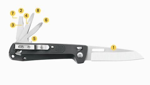 Набор функций и инструментов складного ножа-мультитула Leatherman Free К2 | Multitool-Leatherman.Ru