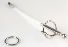 Серебристый фигурный уретральный стимулятор со съемным колечком - 