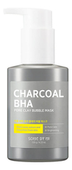 SOME BY MI Кислородная маска для лица от черных точек с древесным углем Charcoal BHA Pore Clay Bubble Mask 120г