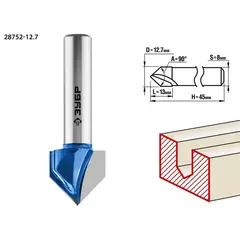 ЗУБР 12.7 x 13 мм, угол 90° мм, фреза пазовая галтельная V-образная, Профессионал (28752-12.7)
