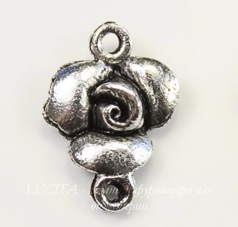 Коннектор Quest Beads "Роза" (1-1) 14х10 мм (цвет - античное серебро)