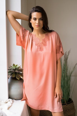 Туника из вискозы с кружевом коралловый (51669-1) Laete