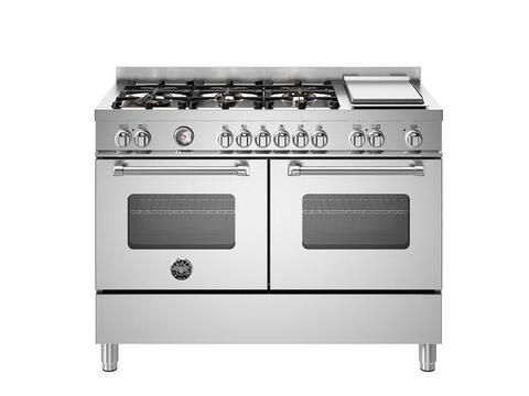 Варочный центр Bertazzoni, 6 газовых конфорок, два многофункциональных электрических шкафа, Master, 120 см Черный матовый