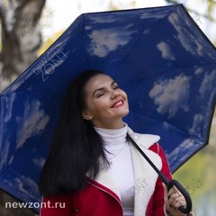 Зонт перевертыш голубое небо механический