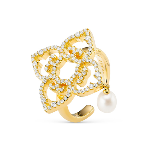 Ring Classic, Yellow Gold, Cubic Zircons