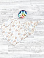 Пеленальный кокон и шапочка Mjölk Ёжики на экрю