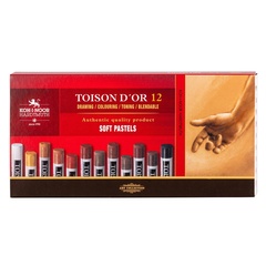 Пастель сухая художественная KOH-I-NOOR TOISON D`OR SOFT BROWN LINE/КОРИЧНЕВЫЕ 8522, 12 цветов