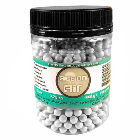Шарики для страйкбола 6 мм Action Air 0.25 гр (уп. 1000 шт) белые