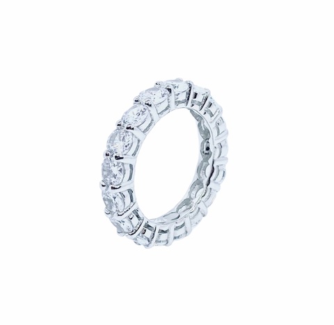 91651- Кольцо-дорожка из серебра с цирконами бриллиантовой огранки, d 4мм