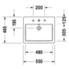 Duravit Vero Раковина  встраиваемый для встраивания сверху, с перел., с 3 отв. под смес., 550x465мм, Цвет: Белый 315550030