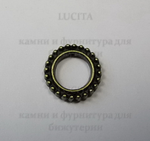 Рамка для бусины круглая 13 мм (цвет-  античная бронза) ()