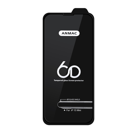 Защитное стекло 6D на весь экран ANMAC для iPhone 13 Mini (Черная рамка)