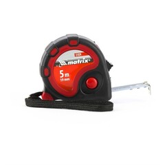 Рулетка 5 м х 19 мм, Status 3 fixations, двухкомп. корпус, 3 фикс. ленты, Matrix, 31034
