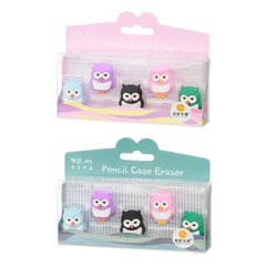 Ластик насадка на карандаш Basir, фигурный, серия "Сова", объемный цветной корпус в виде сов
