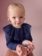 Лонгслив с воротником для девочки Next B44-993, Темно-синий