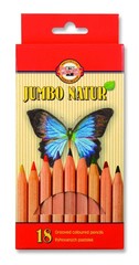 Карандаши цветные неокрашенный корпус jumbo NATUR 2173, 18 цветов