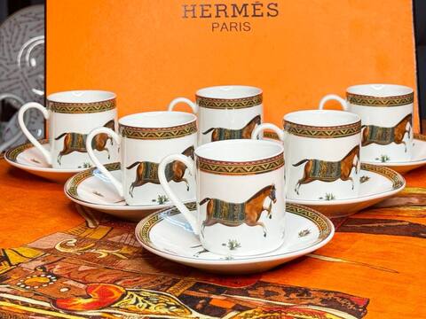 Набор большой кофейный Hermes кони