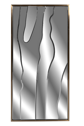 Зеркало декоративное напольное с рисунком 90x180см Garda Decor сталь золотого цвета
