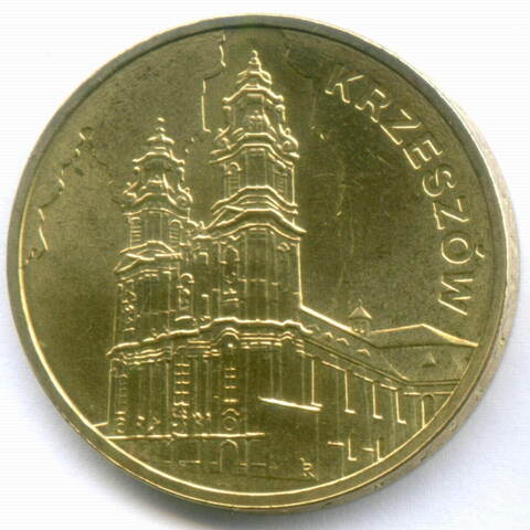 2 злотых 2010 год. Польша. Памятники - Кшешув. Латунь, диаметр 27 мм. AUNC