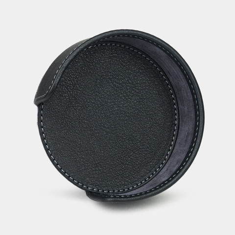 Подставка под подстаканники из натуральной кожи теленка, черного цвета