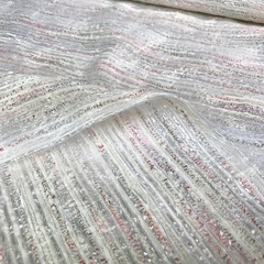 Ткань твид с органзой с розовой нитью 3004