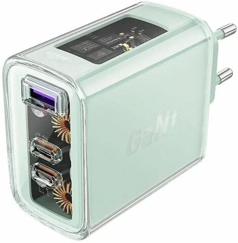 Сетевая зарядка ACEFAST A45 Sparkling series PD65W GaN (2*USB-C+USB-A) charger (EU), зеленый