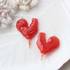 Подвеска Петушок на палочке, красный, 40*40 мм, S001