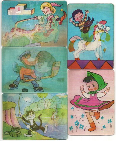 № 119 Набор из 5 переливных (стерео) Календариков . Мультфильмы СССР 1987 год.