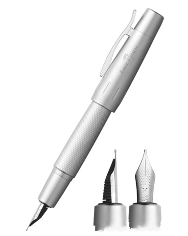 Ручка перьевая Faber-Castell E-Motion Pure Silver, EF, F, M & B (148672/0/1/3)