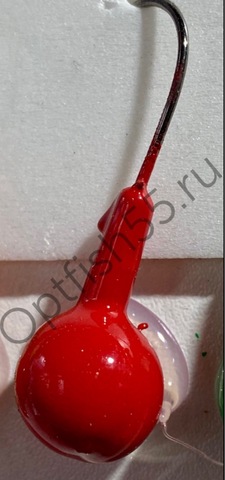 Джиг головка шар крашеный крючок Kumho2412 (Корея) 16гр (уп 10шт) цв.красный разм.2/0