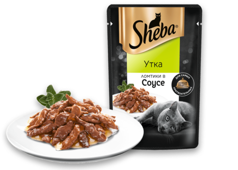 Sheba пауч для взрослых кошек (утка) ломтики в соусе 75 г