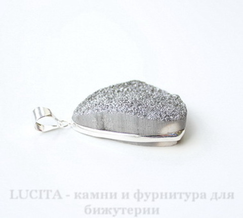 Подвеска Кварц в рамке (цвет - античное серебро) 41х32,6х11,6 мм №24 ()