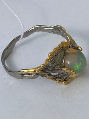 Патина- опал (серебряное кольцо с позолотой)