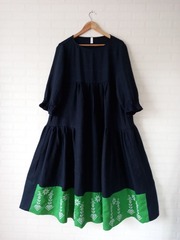 Апрелия. Платье женское льняное темно-синее с вышивкой  PL-42141