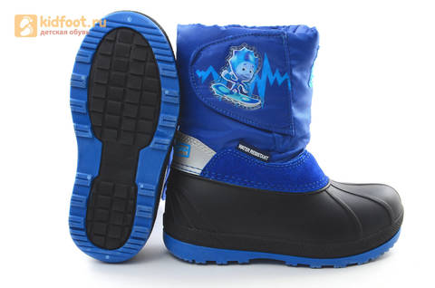 Зимние сапоги для мальчиков непромокаемые с резиновой галошей Фиксики, цвет синий, Water Resistant. Изображение 10 из 17.