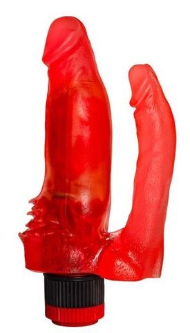 Красный анально-вагинальный вибратор №11 - 15,5 см. - Джага-Джага 312-ХХ - Гелевые вибраторы (бокс) 312-11 BX DD