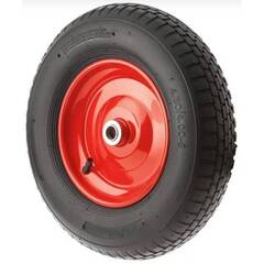 PR 3000-20(90) - Колесо для тачки / тележки пневматическое 4.00-8, диаметр 380 мм, ось 20 мм, металлический обод, симметричная ступица, шариковый подшипник