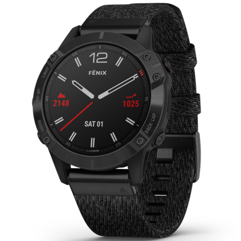 Garmin Fenix 6 Sapphire — Black DLC with Black Nylon Band