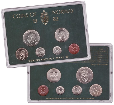 Набор монет Норвегии 1982 UNC в пластиковой упаковке